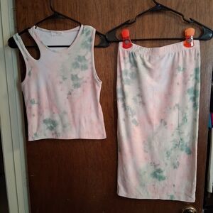 Pastel Tie-Dye Tank Top and Skirt Set